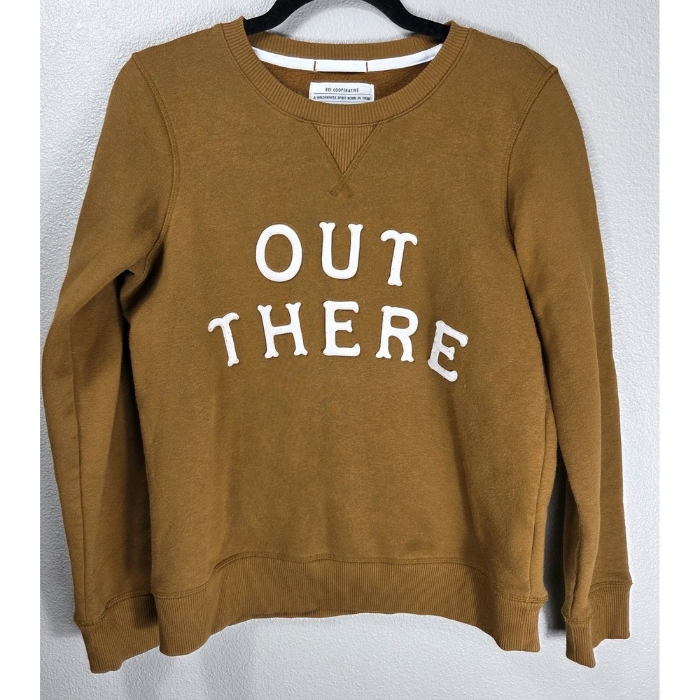 REI Co-op "Out There" Graphic Sweatshirt Women's Medium‎ Brown Fleece Pullover